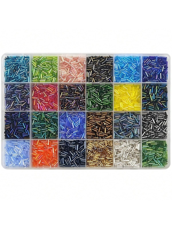 3600+Pcs 2*6mm Tube Beads Kit Glass Bugle Seed Beads Small Craft Beads For DIY Bracelet Necklaces Crafting Jewelry Making