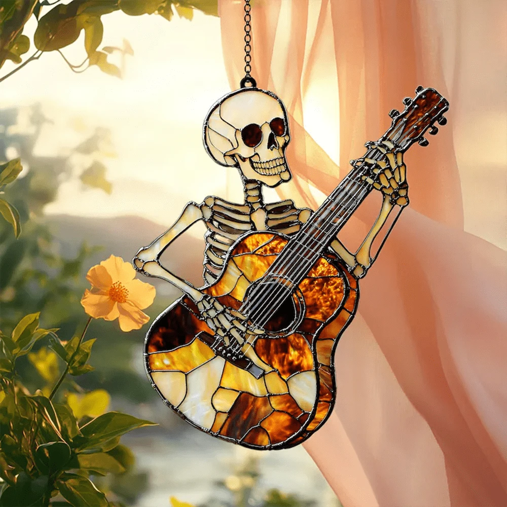 1 pieza Cazador de sol falso Skeleton Acrylic 2D, colgantes de ventana de fantasma de Halloween, regalo para amantes de las plantas, obsequio para nuevo hogar, atrapasol gótico, decoración espeluznante del hogar y estética de casa encantada