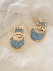2 paia di eleganti orecchini ad anello blu retrò per donne, gioielli adatti per abiti, festival e feste
