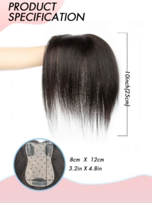 Women's Real Human Hair Topper, No Bangs, 360° 3D Realistic Effect, Suitable For Thin, White, Thinning Hair, Adds Volume, With 3 Clips Hair Piece Base, For Women (Natural Black, 8-14 Inches) - Natural Black - View 7