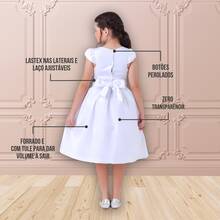Children's Dress For Girls, Party, Wedding, Baptism, Graduation, Birthday, Princess Style With Pearls - 白色 - 查看 8