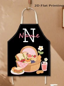 1pc Personalized Name Customized Apron, Baking Personalized Name Apron Gift, Cupcake Baking Hobby Apron, Mother's Day Or Mom/Grandma Birthday Gift