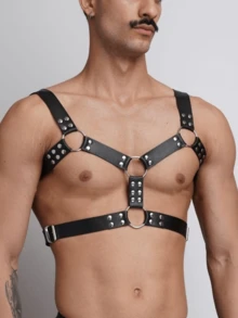 Men's Sexy Avant-Garde Harness Belt, PU Leather Rivet Decor Waist Belt, Gothic Men's Restraint Suspender, Party Outfit, Valentine's Day Gift, Men's Sexy Lingerie Accessory