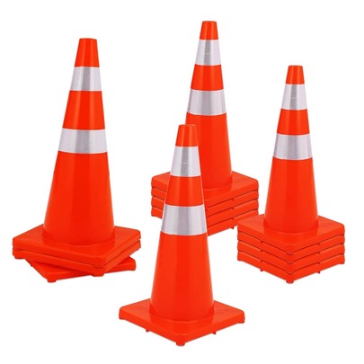 CuisinSmart Traffic Cones – Heavy Duty PVC Safety Cones With Reflective Collars, Orange Construction Cones For Parking, Driveway, Road, Events & Sports