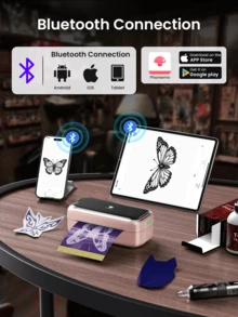 Phomemo TP31 Wireless Tattoo Transfer Stencil Printer For 3.15" X 5.24",162.24 X 132.56 Mm,Mini Tattoo Transfer Thermal Copier Machine With 30pcs Free Thermal Transfer Tattoo Paper, Tattoo Printer Kit For Tattoo Artists, Tattoo Experts, Tattoo Beginners, Thermal Tattoo Printer Specifically Built For Tattoo Use, Built-In 2200mAh Rechargable Battery With Type-C Cable, Inkless Thermal Tattoo Printer For Printing Painting, Tattoo, Logo, Clothing, Mailing, Drawing, Fast Printing Inkless Label Makers With 203dpi, Compatible With Smartphone & Computer, Portable Tattoo Printer For Gifts, Valentines Gifts, Birthday Gifts - 粉色 - 查看 4