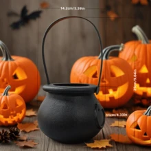1 pièce Grand chaudron de sorcière d'Halloween, bol à bonbons en plastique noir, convient pour la décoration d'Halloween, les cadeaux de fête, les fournitures de fête de la chasse aux bonbons - Multicolore - Voir 12