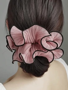 4 件套优雅简约纯色女士褶皱头带，时尚弹力发带适合日常佩戴、情人节约会 - 查看 4