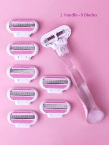 Compatible With Venus Women's Razor 8-Pack Refills, 3-Blade Heads And Lubricating Strip, Protect Your Skin, Fast And Easy Shaving, Replace 1 Blade Every 30 Days - Pink - View 9