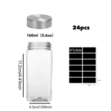12/24 barattoli di plastica per spezie con coperchi, contenitori per spezie da 160g con etichette e pennarello, set di contenitori per la conservazione di spezie con tappi per bottiglie di spezie, per scaffali, armadi e cassetti, si raccomanda il lavaggio a mano