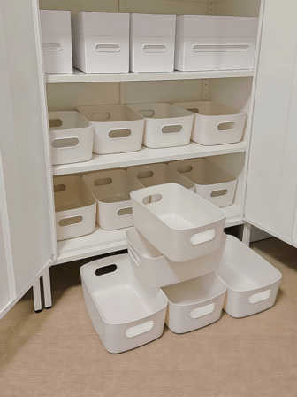 5/10个带手柄的小型塑料收纳盒，方便收纳，可堆叠，适用于衣服、桌面、化妆品