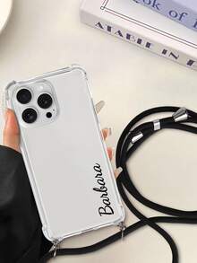 1pc Customized Signature Simple Transparent Anti-Drop Phone Case + Lanyard, Convenient To Carry Out, Compatible With IPhone11/12/13/14/15/16/16pro/16plus/16promax/17/17air/17pro/17prmax, Pixel 9A/S24/S25ultra/S25plus/S25edge/A17/A07, Moto G85, Infinix Hot 50 Pro+, Suitable As Daily Gift For Friends - Clear - View 6