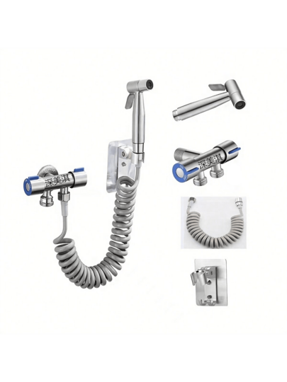 1 pieza Rociador/Limpiador de inodoro para mascotas de acero inoxidable, cabezal de ducha de alta presión para limpieza de baño, decoración de otoño para el hogar, accesorios de baño