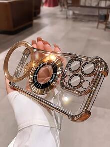 奢华电镀透明金色手机壳，带指环支架和磁吸支架，硅胶防震软壳，防摔防震，兼容 16/16e/16 Pro/16 Pro Max/16 Plus/15/14/13/12/11/X/XS/XR/8/7 和 Galaxy S25/S24/S23/S22/S21/A55/A54/A53/A52/A35/A34/A23/A16/A15/A14/A13/A12/A05S/FE/Ultra/4G/5G，以及 Redmi/Honor/MOTO/OPPO/Infinix 等手机。 - 金色 - 查看 7