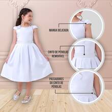 Children's Dress For Girls, Party, Wedding, Baptism, Graduation, Birthday, Princess Style With Pearls - 白色 - 查看 7