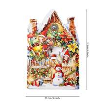 圣诞立体贺卡，圣诞老人送礼物，圣诞精灵图案可爱，适合任何人，附信封