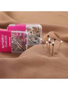 1pc/12pcs Colorful Black & White Glass Head Pins, Clothing Positioning Pins, Scarf Fixing Pins For Dress - Black and White - View 5