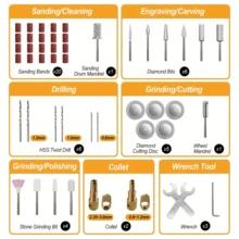 50 件电动树脂珠宝钻头套件，木质手钻树脂配件，多功能电动工具，用于钻孔、研磨、抛光、切割、雕刻、DIY 树脂工艺品，实用、方便、精确的珠宝制作工具 - 彩色 - 查看 2