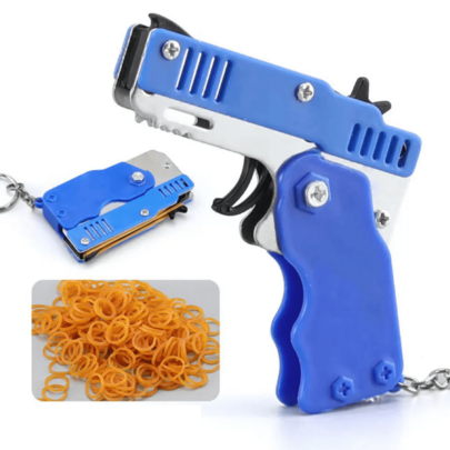 Pistola De Ligas Juguete Lanzador Resortera Plegable Fidget Diversión Niños Recreativo Antiestrés Novedad Aluminio Exterior Entretenimiento Lanzador Compacto Articulado Bandas Kawaii