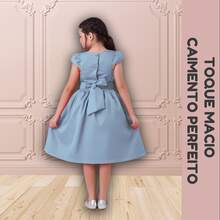 Children's Dress For Girls, Party, Wedding, Baptism, Graduation, Birthday, Princess Style With Pearls - 淺藍色 - 查看 5