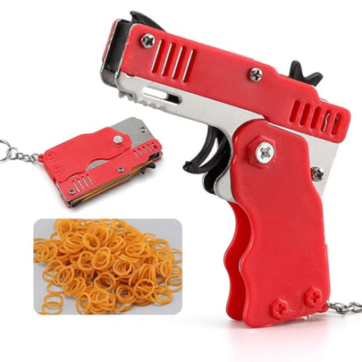 Pistola De Ligas Juguete Lanzador Resortera Plegable Fidget Diversión Niños Recreativo Antiestrés Novedad Aluminio Exterior Entretenimiento Lanzador Compacto Articulado Bandas Kawaii