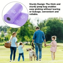 420个/28卷最佳宠物垃圾袋，户外遛狗和旅行狗卷纸替换装，防漏防撕裂，控制异味，漂亮的紫色爪印设计，耐用又方便 - 紫色 - 查看 2