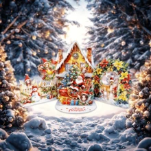 圣诞立体贺卡，圣诞老人送礼物，圣诞精灵图案可爱，适合任何人，附信封