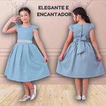 Children's Dress For Girls, Party, Wedding, Baptism, Graduation, Birthday, Princess Style With Pearls - 淺藍色 - 查看 9