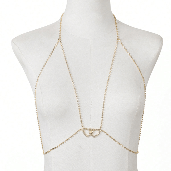 1pc Beach Ready Lingerie Style Bohemian Style Chest Chain, Minimalist Chest Jewelry Body Accessories For Women, Shiny & Sexy, Suitable For Lingerie, Beach, Fashion Street Style