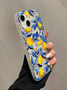 1 件气垫柠檬叶图案全身 TPU 防震手机壳适用于 Apple 16/15/14/13/12/11 Pro Max，兼容三星系列 - 彩色 - 查看 3