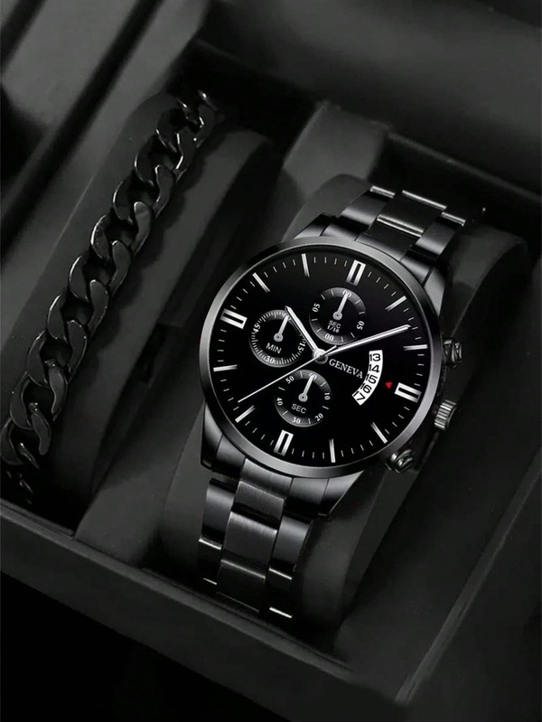 Men's Round Pointer Date Quartz Watch, Suitable As A Gift