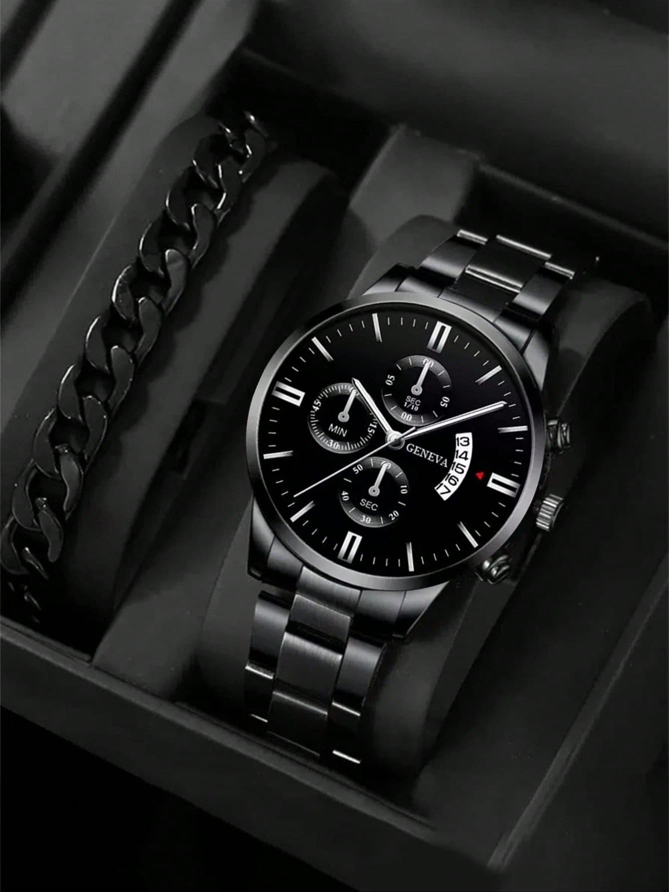 Men's Round Pointer Date Quartz Watch, Suitable For Daily Wear