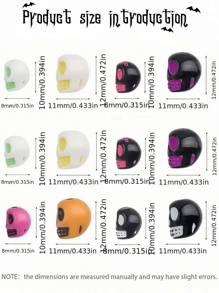 102pcs/51pcs Per Pack, Colorful Skull Beads For Halloween, Cute Halloween Colored Skull Beads Craft, DIY Jewelry Making Supplies, Acrylic Skull Loose Beads Handmade Accessories, Suitable For Halloween Wear, Spooky Fun, Holiday Gifts, Party/Birthday/Halloween Presents
