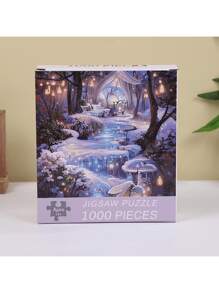 1 Box Architectural Landscape Pattern 1000pcs Jigsaw Puzzle, 50 * 70cm / 19.7 * 27.6 Inches, Puzzle Craft, Mosaic Decor Wall Art, Suitable For Beginners, Large Art Decoration, Suitable For Home, Living Room, Office Decor, Mother's Day, New Year, Easter Gift