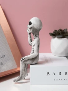 Estatua de alien, escultura de pie de alien invasor OVNI de resina, estatua de arte de jardín, decoración para el hogar interior y exterior, decoración para dormitorio, oficina y jardín, regalo perfecto para ocasiones especiales - Multicolor - Ver 4