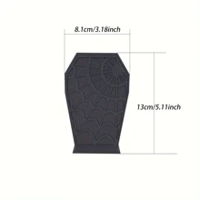 Gothic Coffin-Shaped Spider Web Makeup Brush Holder - Lightweight Plastic Desktop Organizer, Suitable For Vanity Or Office Decor