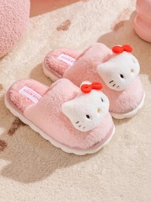 Lindas pantuflas de peluche de Hello Kitty, pantuflas esponjosas de color rosa para mujeres y niñas, suela antideslizante, calzado de dormitorio cómodo y cálido, zapatos interiores suaves y mullidos con diseño de personaje de dibujos animados, ideal para el invierno, regalo perfecto para amigos y familiares, excelente para relajarse en casa, apto para mayores de 4 años, disponible en múltiples tallas