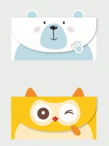 10 张/包可爱卡通创意贺卡可折叠留言卡 - 10pcs/包卡通信封 - 查看 24