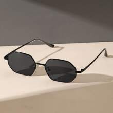 1 件金属框架几何方形 Y2K 夏季旅行装饰时尚眼镜适合户外旅行几何形状太阳镜