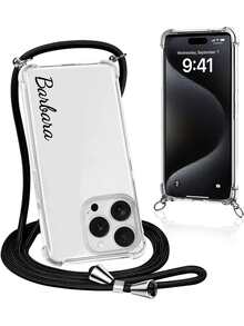 1pc Customized Signature Simple Transparent Anti-Drop Phone Case + Lanyard, Convenient To Carry Out, Compatible With IPhone11/12/13/14/15/16/16pro/16plus/16promax/17/17air/17pro/17prmax, Pixel 9A/S24/S25ultra/S25plus/S25edge/A17/A07, Moto G85, Infinix Hot 50 Pro+, Suitable As Daily Gift For Friends - Clear - View 5