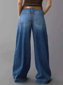 Denim Summer Thin Style Hanging High Waist Loose Straight Leg Wide Leg Jeans For Women - Màu xanh lam - Xem 3