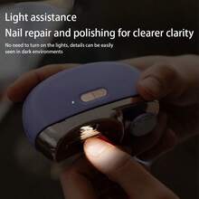 USB充电式电动指甲钳 - 自动、便携、多功能、防夹设计，适用于手、脚和指甲，居家旅行美甲工具，二合一充电式抛光自动指甲钳，多功能指甲抛光器，适合儿童和成人，带照明灯和指甲碎屑收集盒，400mAh - 彩色 - 查看 9