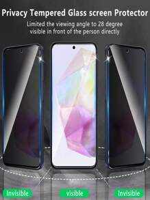 2Pcs Privacy Screen Protector For Compatible With Samsung Galaxy S25 Ultra A16 A26 A36 A06 A56/Compatible With IPhone 16 Pro Max/Redmi Note 13 14/Compatible With Xiaomi/Honor Anti-Spy Tempered Glass HD Clear, Bubble-Free 9H Anti-Scratch, Easy Install Anti Peeping Office & Travel Essential Explosion-Proof Mobile Screen Protector Film With 2pcs Carbon Fiber Back Soft Film