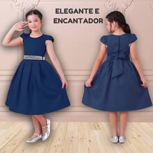 Children's Dress For Girls, Party, Wedding, Baptism, Graduation, Birthday, Princess Style With Pearls - 藏蓝色 - 查看 9