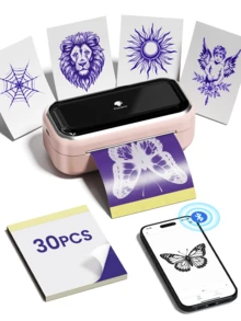 Phomemo TP31 Wireless Tattoo Transfer Stencil Printer For 3.15" X 5.24",162.24 X 132.56 Mm,Mini Tattoo Transfer Thermal Copier Machine With 30pcs Free Thermal Transfer Tattoo Paper, Tattoo Printer Kit For Tattoo Artists, Tattoo Experts, Tattoo Beginners, Thermal Tattoo Printer Specifically Built For Tattoo Use, Built-In 2200mAh Rechargable Battery With Type-C Cable, Inkless Thermal Tattoo Printer For Printing Painting, Tattoo, Logo, Clothing, Mailing, Drawing, Fast Printing Inkless Label Makers With 203dpi, Compatible With Smartphone & Computer, Portable Tattoo Printer For Gifts, Valentines Gifts, Birthday Gifts - 粉色 - 查看 2
