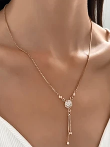 1 pezzo Delicato collare dorato con strass, collana rotonda Y L N per donne, festa, cena, stile Ebreo