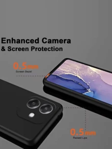 2Pcs Soft TPU Back Cover Shockproof Silicone Bumper Anti-Fingerprints Full-Body Protective Case Cover Compatible With OPPO (Black) Waterproof Anti-Fall Scratch Resistant - Black - View 4