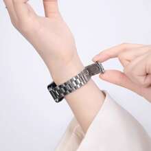 1条全新不锈钢表带，兼容华为手环10/9/8，男女通用，智能手表钢制快拆替换表带，华为手环8/9/10配件 - With Hua wei band 10/9/8 - 查看 2