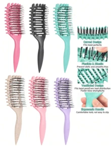 Hair brushes-EU+UK 2026 Flash 猪鬃卷发梳，适用于卷发，打造专属女士卷发造型，梳子，倒梳，造型梳，卷发梳，边缘梳，美发梳，美发造型，梳子套装，梳理头发，卷发梳，解结梳，女士专属梳子，头发，旅行，美发产品，美发工具，美发用品，发型师，发型师配件，美发沙龙，美发设备 - 彩色 - 查看 3