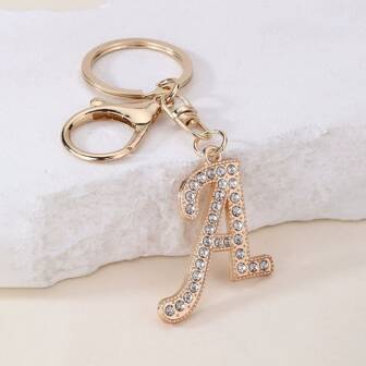 Personalized 26 Letters Rhinestone Keychain - Metal Initial Key Ring For Keys, Purse, Bag Charm Jewelry Gifts