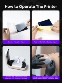 Phomemo TP31 Wireless Tattoo Transfer Stencil Printer For 3.15" X 5.24",162.24 X 132.56 Mm,Mini Tattoo Transfer Thermal Copier Machine With 30pcs Free Thermal Transfer Tattoo Paper, Tattoo Printer Kit For Tattoo Artists, Tattoo Experts, Tattoo Beginners, Thermal Tattoo Printer Specifically Built For Tattoo Use, Built-In 2200mAh Rechargable Battery With Type-C Cable, Inkless Thermal Tattoo Printer For Printing Painting, Tattoo, Logo, Clothing, Mailing, Drawing, Fast Printing Inkless Label Makers With 203dpi, Compatible With Smartphone & Computer, Portable Tattoo Printer For Gifts, Valentines Gifts, Birthday Gifts - 粉色 - 查看 7